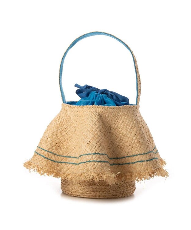 UNBILLION kakatoo ラフィアラッフルステッチワークワンショルダー ブルー