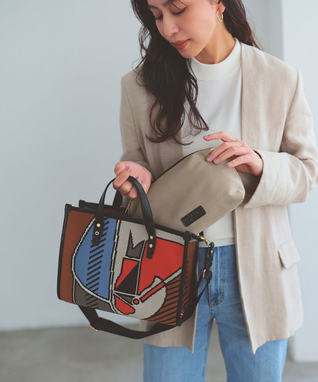 TOPKAPI 【TREASURE TOPKAPI】ニットジャガード  2way ミニ トートバッグ オレンジ