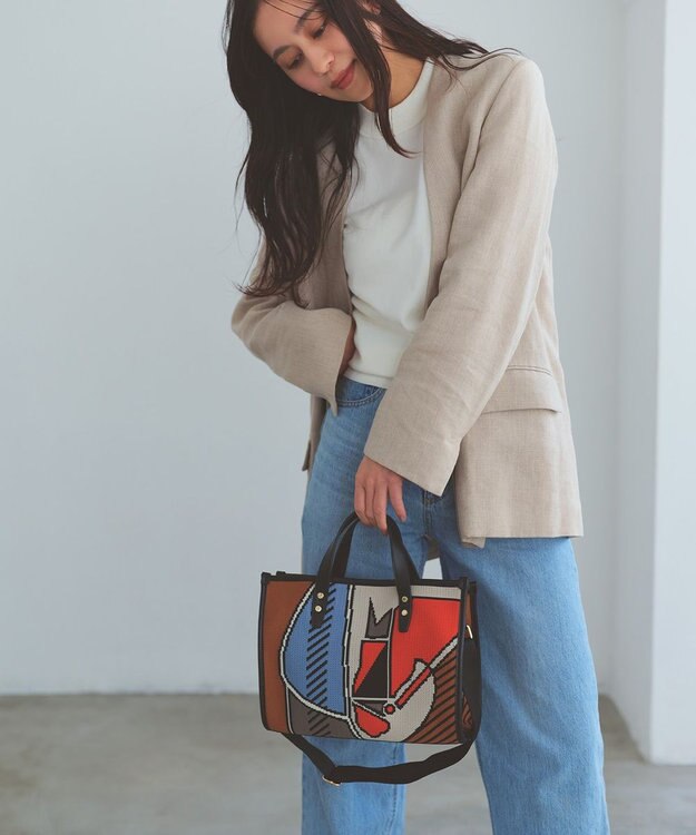 TOPKAPI 【TREASURE TOPKAPI】ニットジャガード  2way ミニ トートバッグ オレンジ