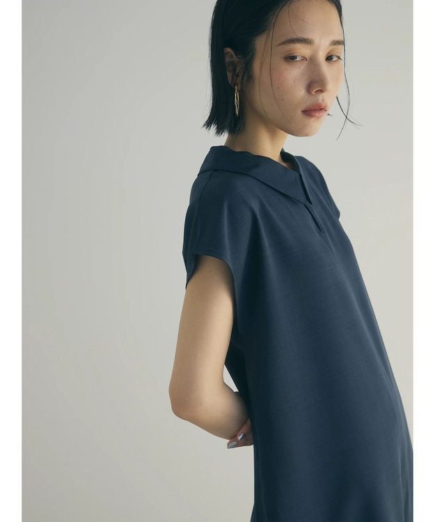 Green Parks armonia.襟付きフレアワンピース Navy