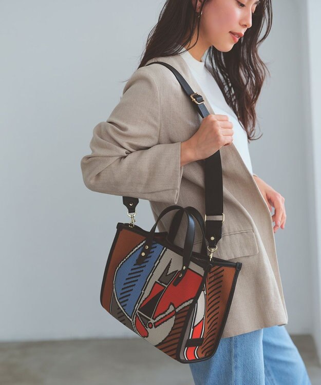 TOPKAPI 【TREASURE TOPKAPI】ニットジャガード  2way ミニ トートバッグ オレンジ