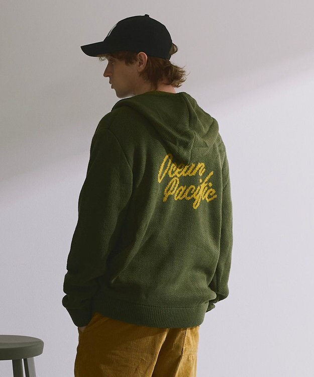 OP／FILA 【ocean pacific】ニットジップパーカー カーキ