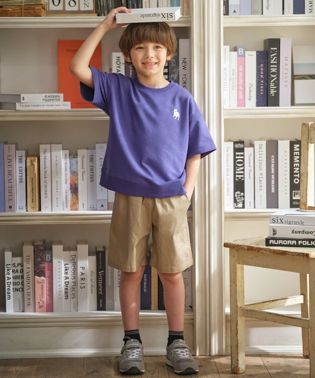 J.PRESS KIDS 【140-170cm】バックブル ミニ裏毛 半袖トレーナー ダルブルー系