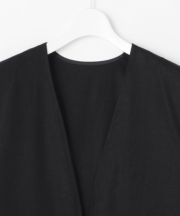 UNFILO 【洗える】リネンミックスツイル ベスト ブラック