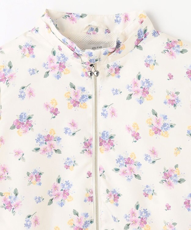 ANY KIDS フード取り外し 総柄 ブルゾン オフホワイト系花柄
