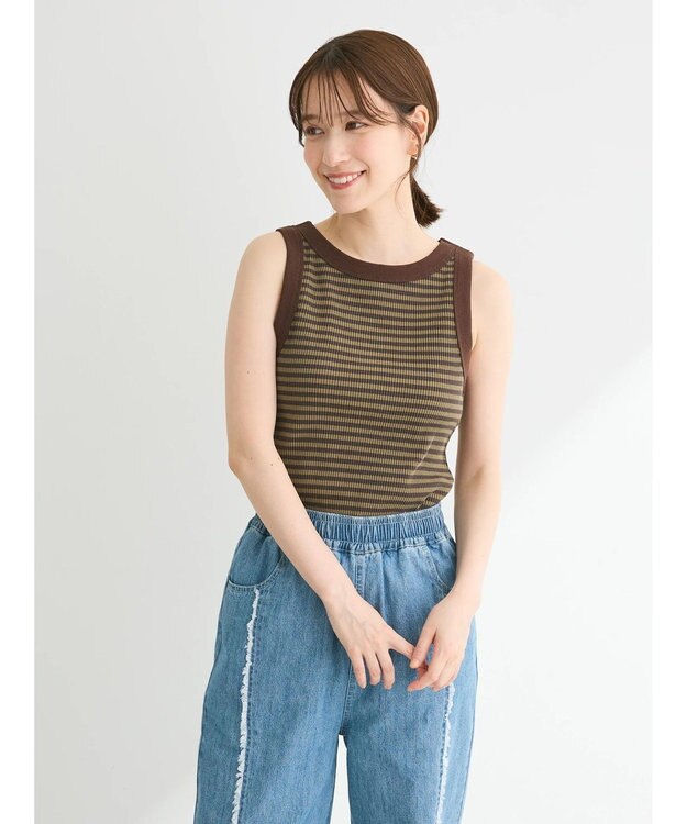 Green Parks ・ＳＵＧＡＲ　ＳＰＯＯＮ　ボーダーアメスリタンクトップ Khaki