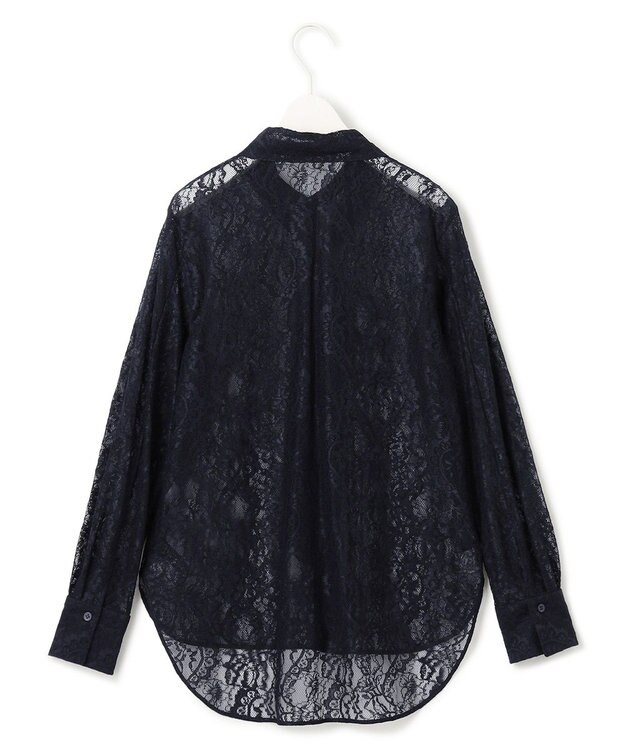 ICB 【洗える】ナイロンラッセルレース バンドカラーシャツ ネイビー系