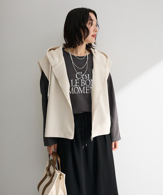 Green Parks フード付ベスト Ecru