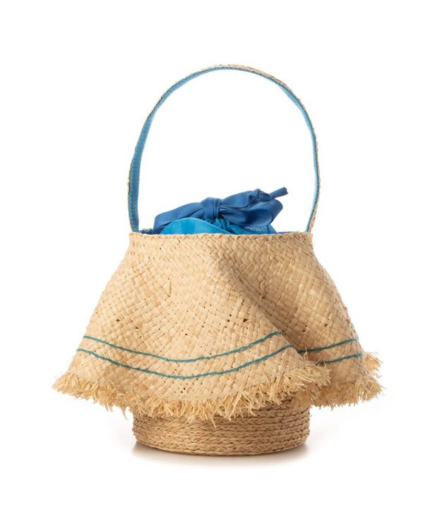 UNBILLION kakatoo ラフィアラッフルステッチワークワンショルダー ブルー