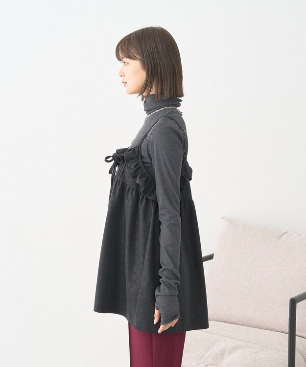 earth music&ecology フェイクレザーキャミチュニック Black