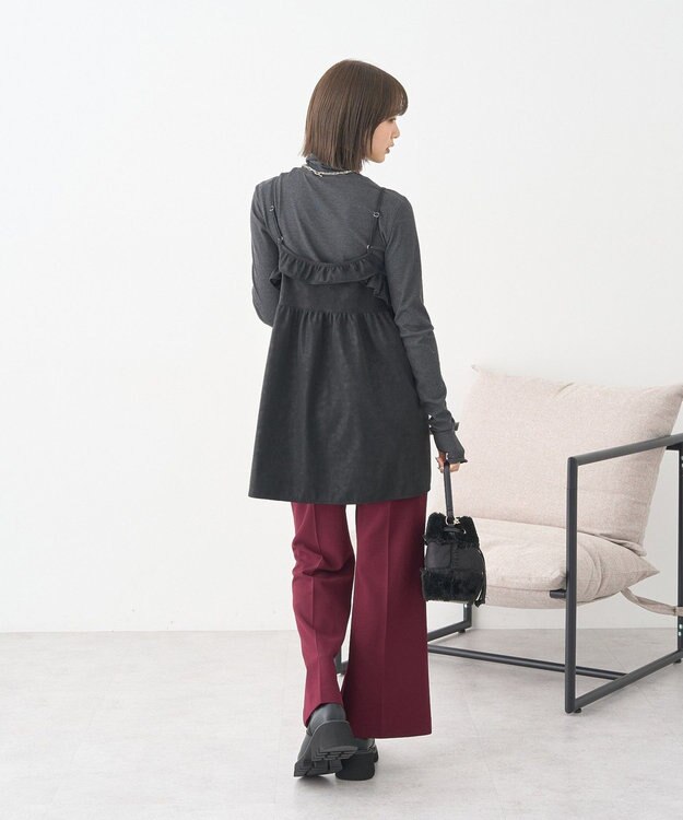 earth music&ecology フェイクレザーキャミチュニック Black