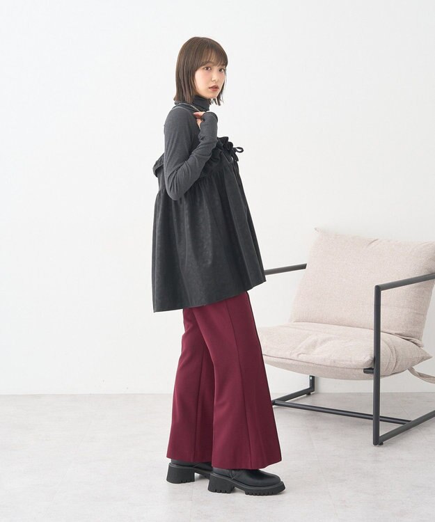 earth music&ecology フェイクレザーキャミチュニック Black