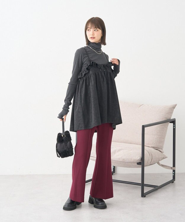 earth music&ecology フェイクレザーキャミチュニック Black