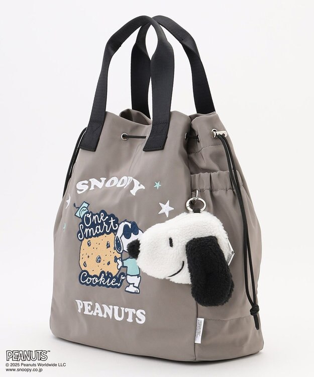 Y'SACCS SNOOPYデザイン 2way巾着トート(クッキー） グレー