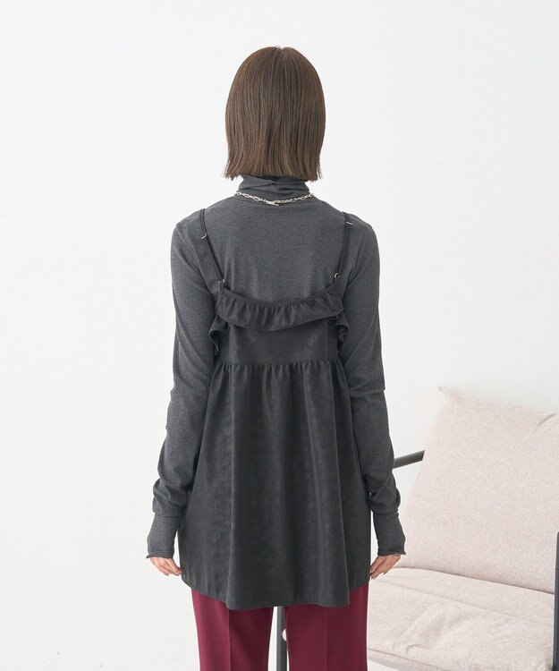 earth music&ecology フェイクレザーキャミチュニック Black