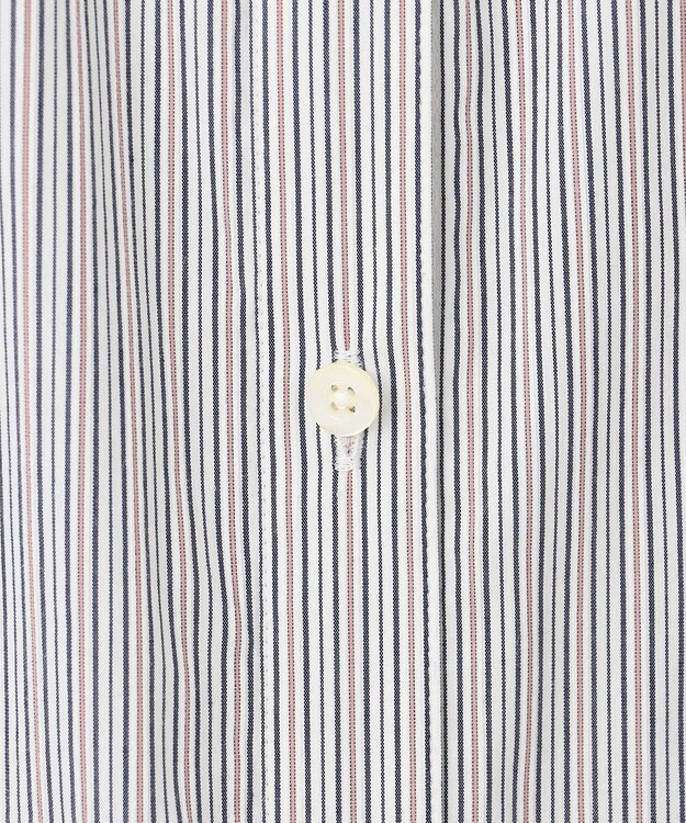 J.PRESS LADIES L 【洗える】BEZ ドビーストライプ シャツカラー ブラウス ネイビー×ピンクストライプ系