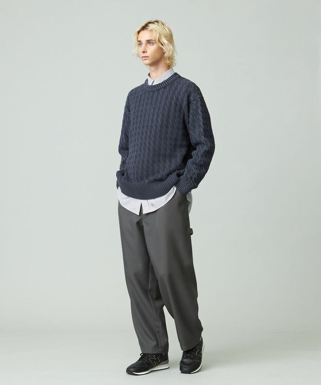 J.PRESS YORK STREET 【UNISEX】ピグメントコットン ケーブルニット ネイビー系