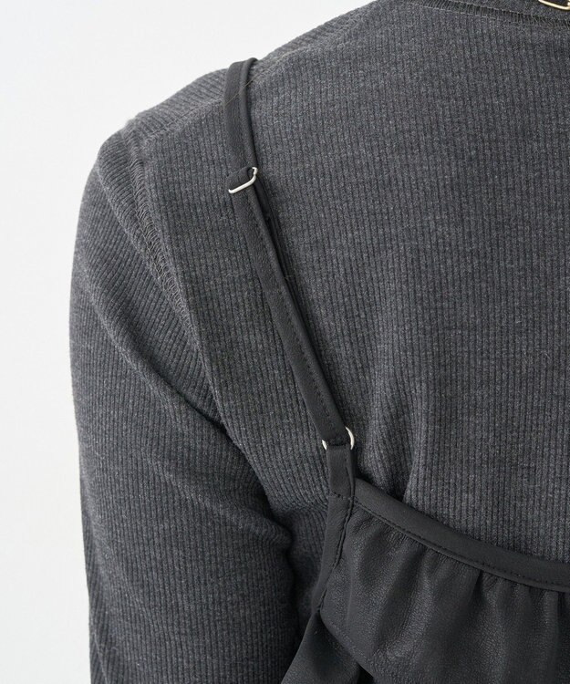 earth music&ecology フェイクレザーキャミチュニック Black