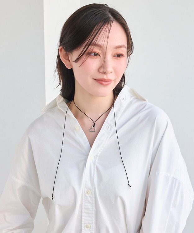 Phoebe <オンワード限定セット>ワンストロークハートコードネックレス×アークカフワイドバングル シルバー