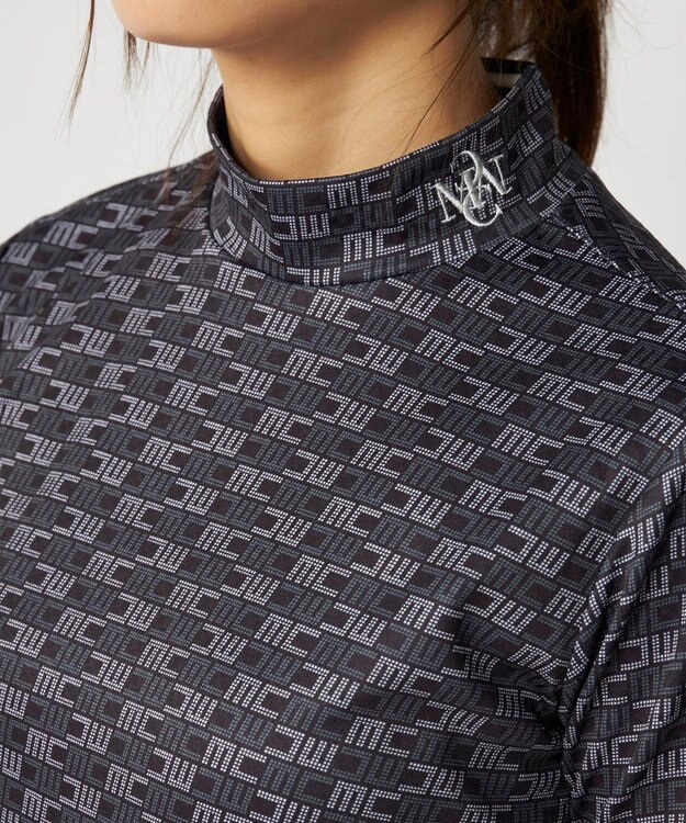 FILA GOLF／marie claire 【Marie claire sports】ロゴ柄モックネックシャツ ブラック