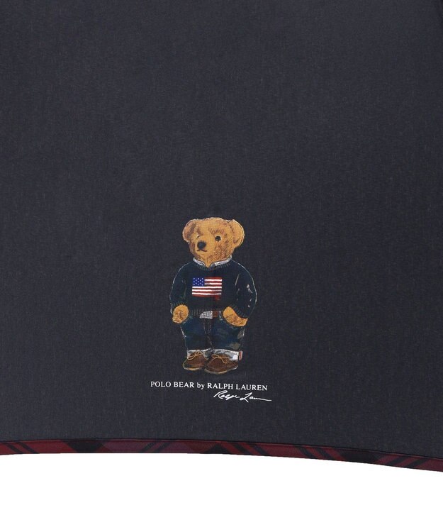 MOONBAT 【WEB限定】POLO RALPH LAUREN（ポロ ラルフローレン）ポロベア×チェックパイピング 無地 FLAG BEAR 長傘 8本骨 ブラック