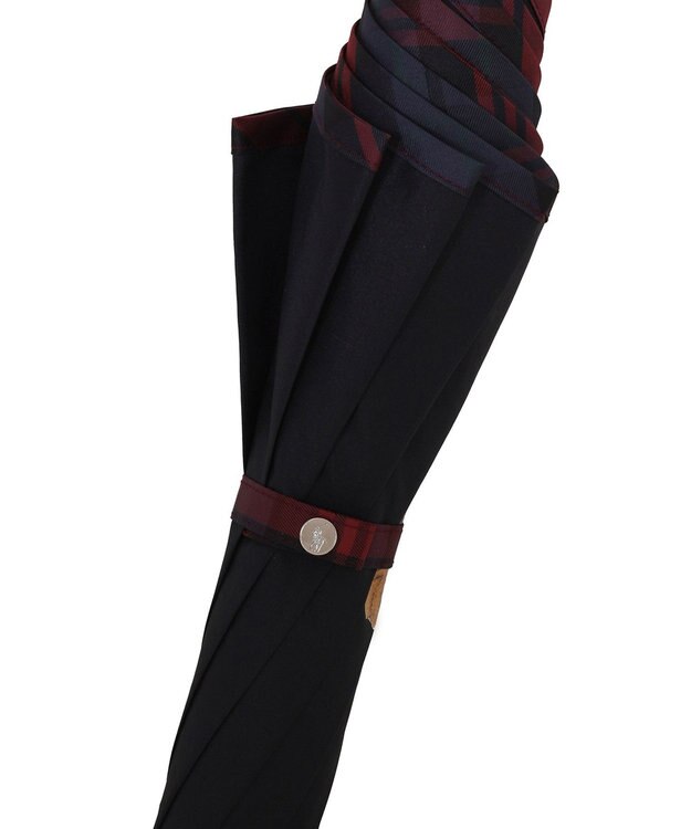 MOONBAT 【WEB限定】POLO RALPH LAUREN（ポロ ラルフローレン）ポロベア×チェックパイピング 無地 FLAG BEAR 長傘 8本骨 ブラック