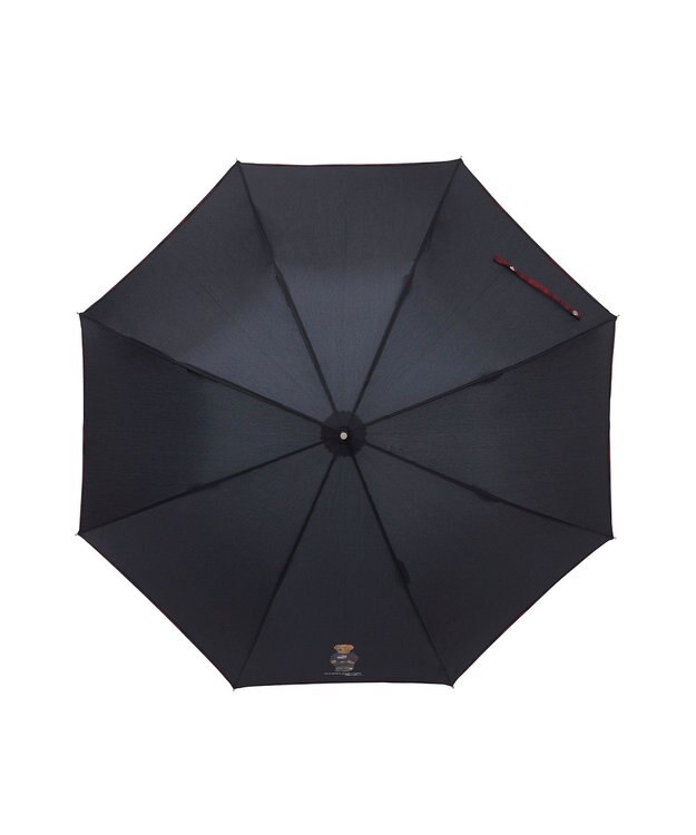 MOONBAT 【WEB限定】POLO RALPH LAUREN（ポロ ラルフローレン）ポロベア×チェックパイピング 無地 FLAG BEAR 長傘 8本骨 ブラック