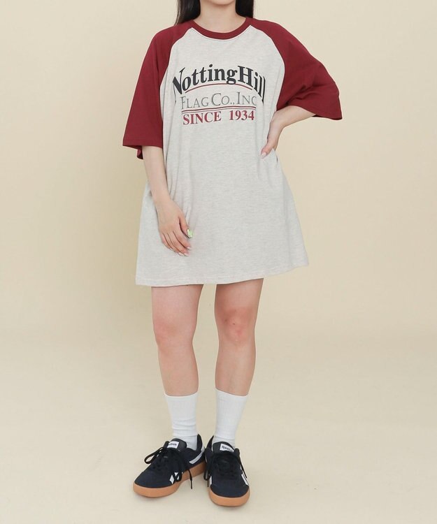 WEGO レタリングラグランT ワイン