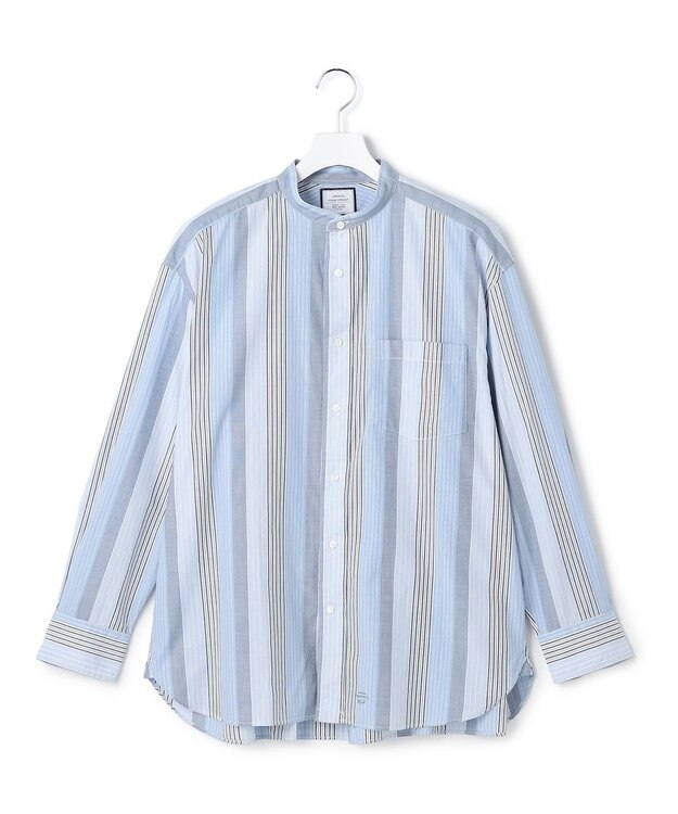 J.PRESS YORK STREET 【UNISEX】マルチストライプ バンドカラーシャツ ネイビー系8