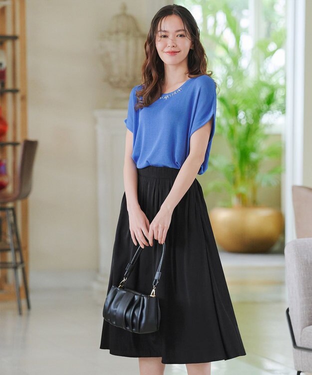 Tiaclasse パニエ付きフレアスカート ブラック