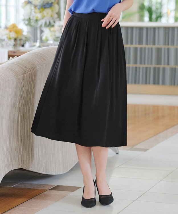 Tiaclasse パニエ付きフレアスカート ブラック