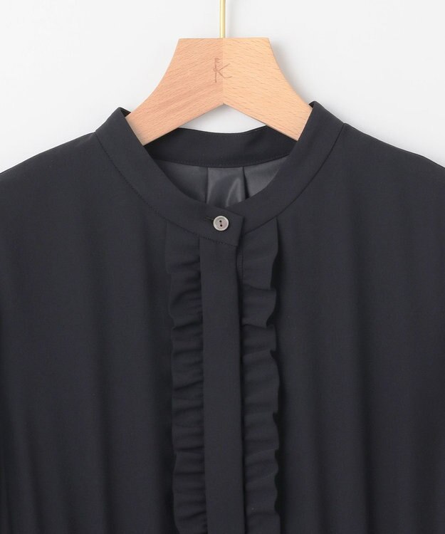 組曲 L 【KUMIKYOKU NAVY】ジョーゼットシフォン フリルワンピース ネイビー系