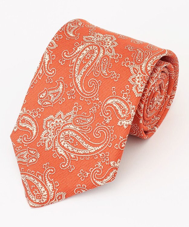 J.PRESS MEN ペイズリーハンドプリント ネクタイ オレンジ系6