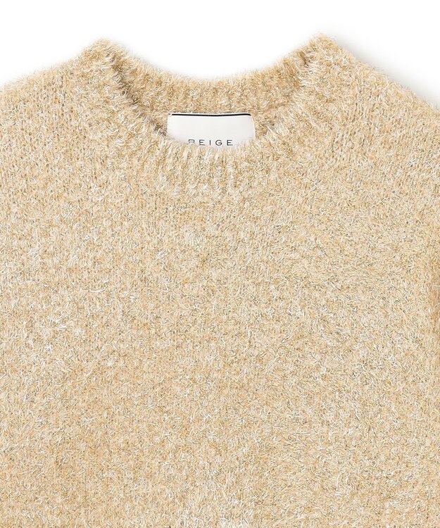 BEIGE， 【洗える】MARRONNIERS / ラメテープヤーンクルーネックニット Gold