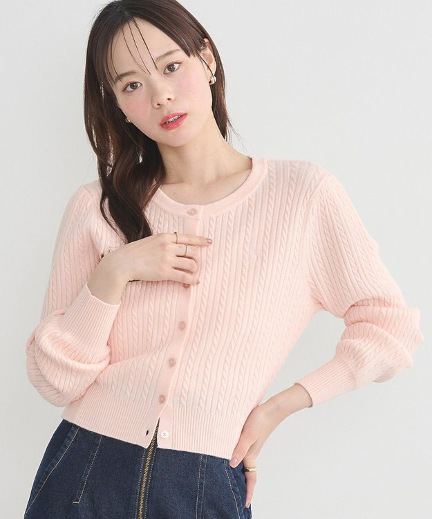 earth music&ecology ミニケーブルコンパクトカーディガン Light Pink