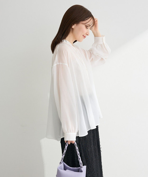 Green Parks フレアラインスキッパーブラウス Off White