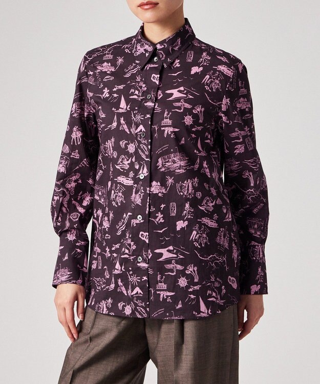 Paul Smith Travel Stories プリント シャツ マゼンダ
