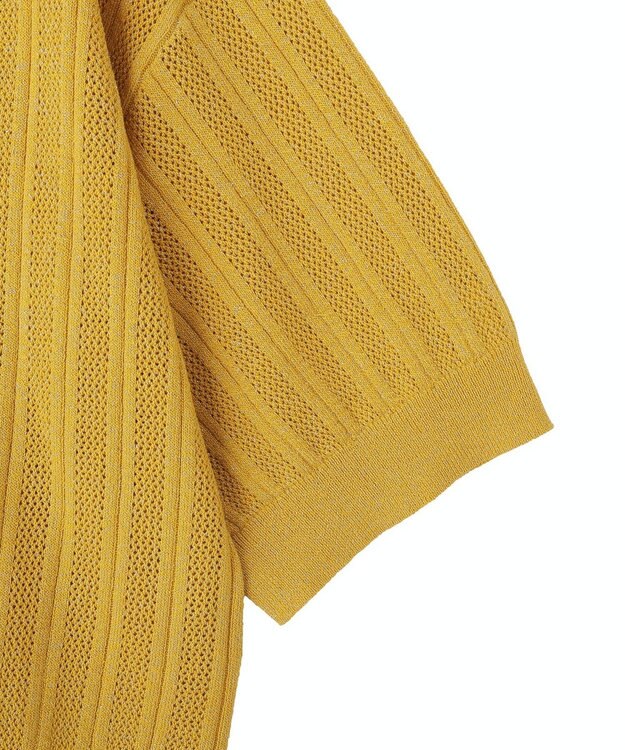 YECCA VECCA ストライプメッシュニットカーディガン Yellow