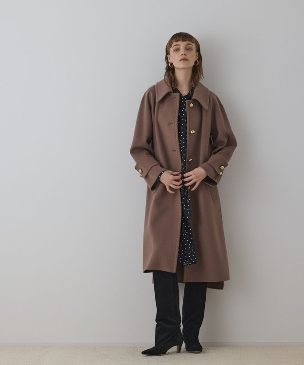 GRACE CONTINENTAL ウールカシミヤリバーコート ブラウン