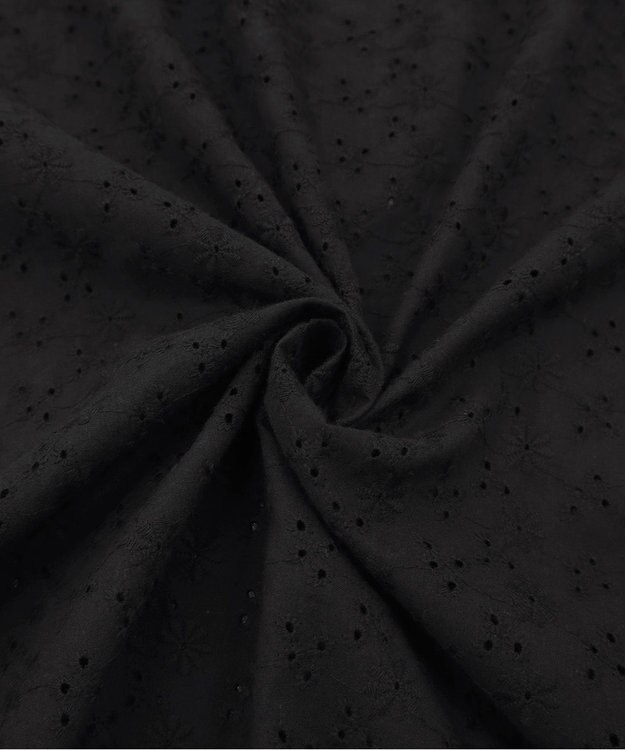 Tiaclasse 【2TYPE/総レース・袖レース】パンチングレースパフスリーブチュニックブラウス Bブラック(袖のみレース）