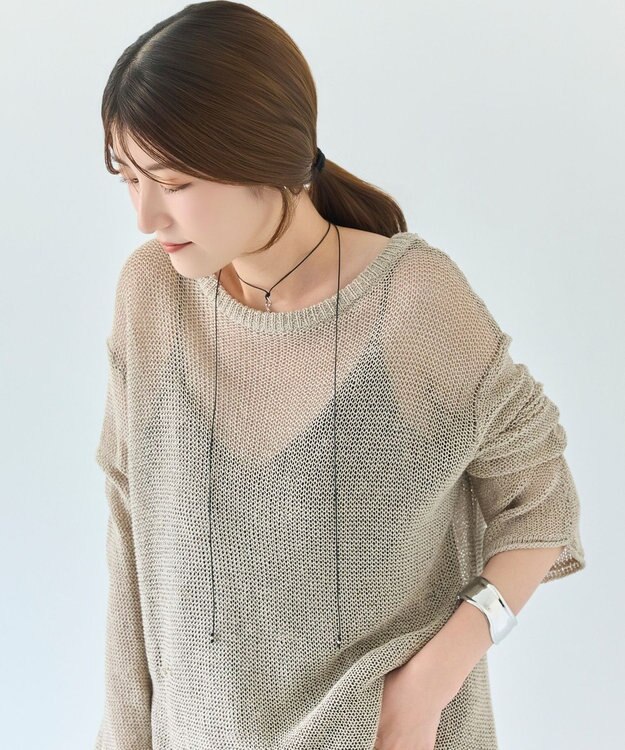 Phoebe <オンワード限定セット>ワンストロークハートコードネックレス×アークカフワイドバングル シルバー