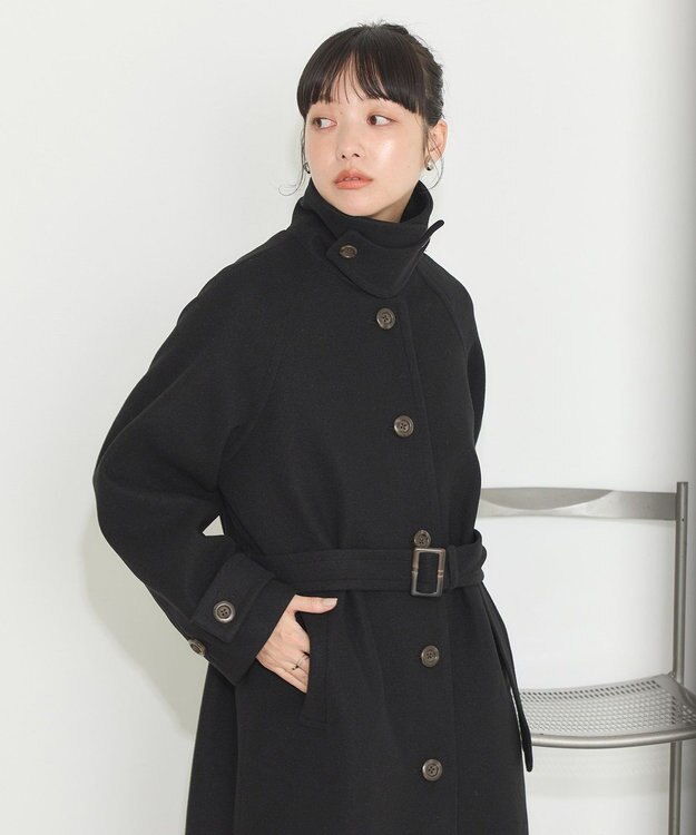 earth music&ecology 2WAYカラーロングコート ブラック