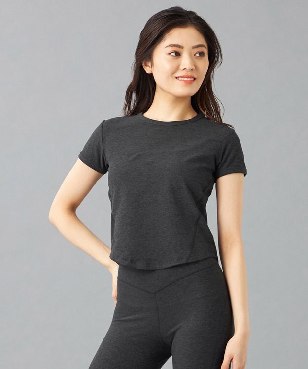 Chacott Chacott BALANCE PeachMoku コンパクトTシャツ ダークグレー杢