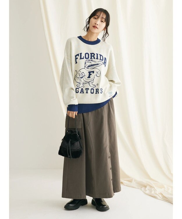 CRAFT STANDARD BOUTIQUE 綿ピーチカーゴスカート Charcoal Gray