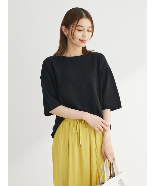 Green Parks 洗える　ニットＴシャツ Black