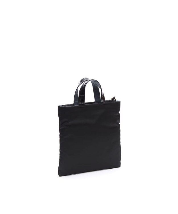 A.D.M.J. 【高密度ナイロン】ステッチ刺しゅうフラットトート22cm(チェーン付) BLACK