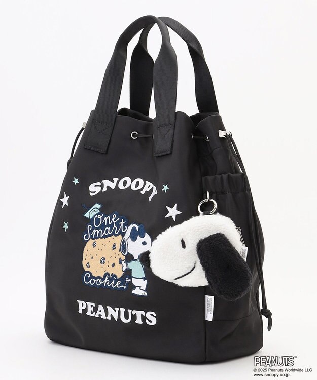 Y'SACCS SNOOPYデザイン 2way巾着トート(クッキー） ブラック