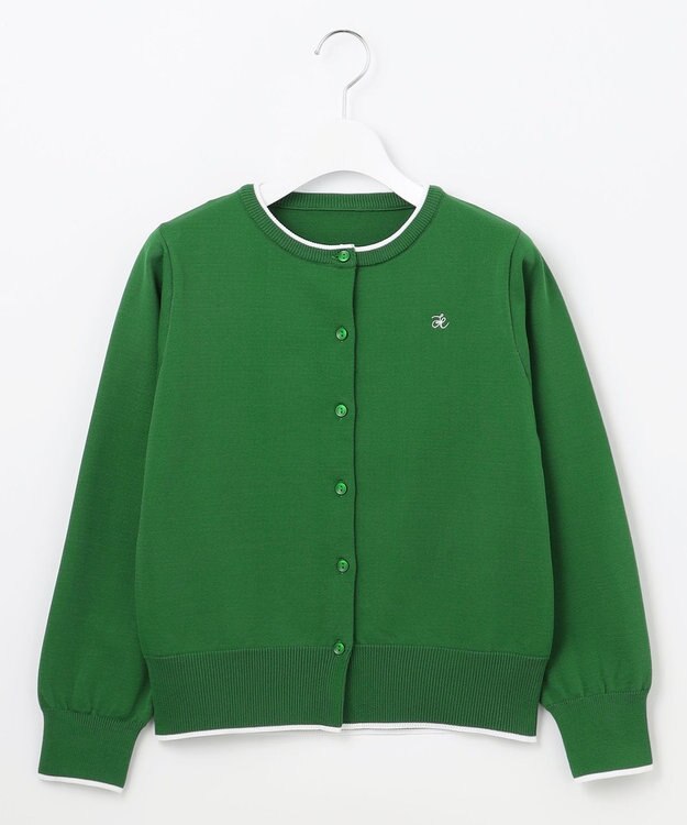 Feroux ロゴ刺繍ニット カーディガン パイングリーン系