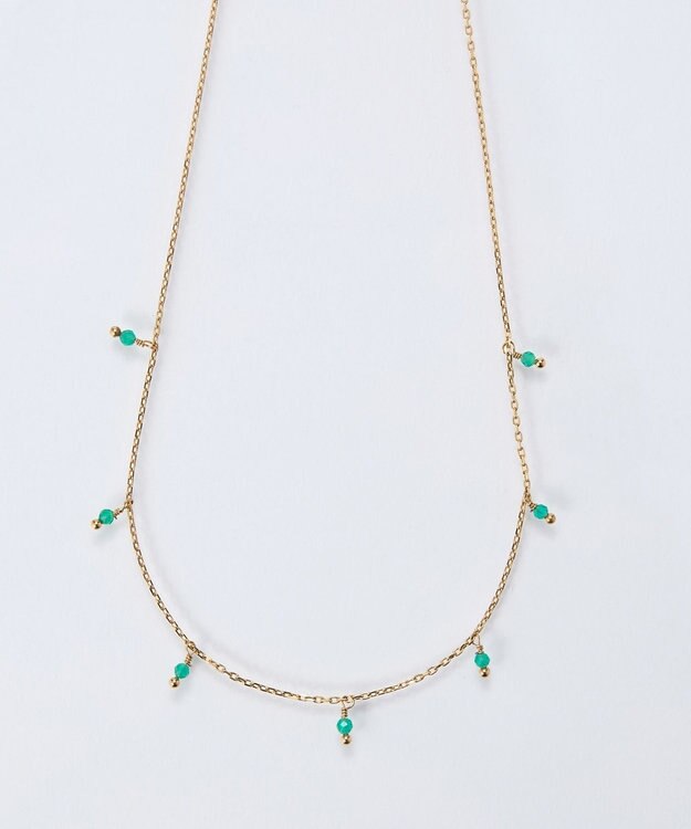 Phoebe 【金属アレルギー対応】カラージェムステーションネックレス/天然石/サージカルステンレス グリーン