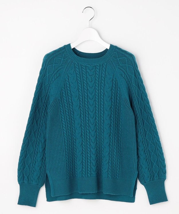 ANY SIS ケーブル ニット プルオーバー ダークグリーン